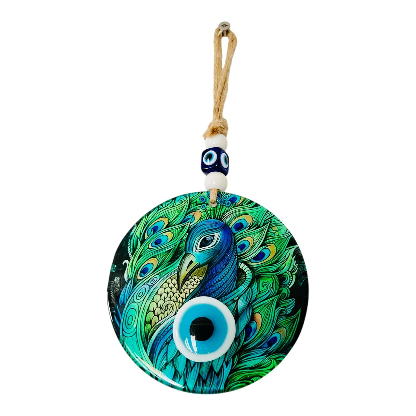Pfau Wandanhänger aus Glas in Farbe Grün