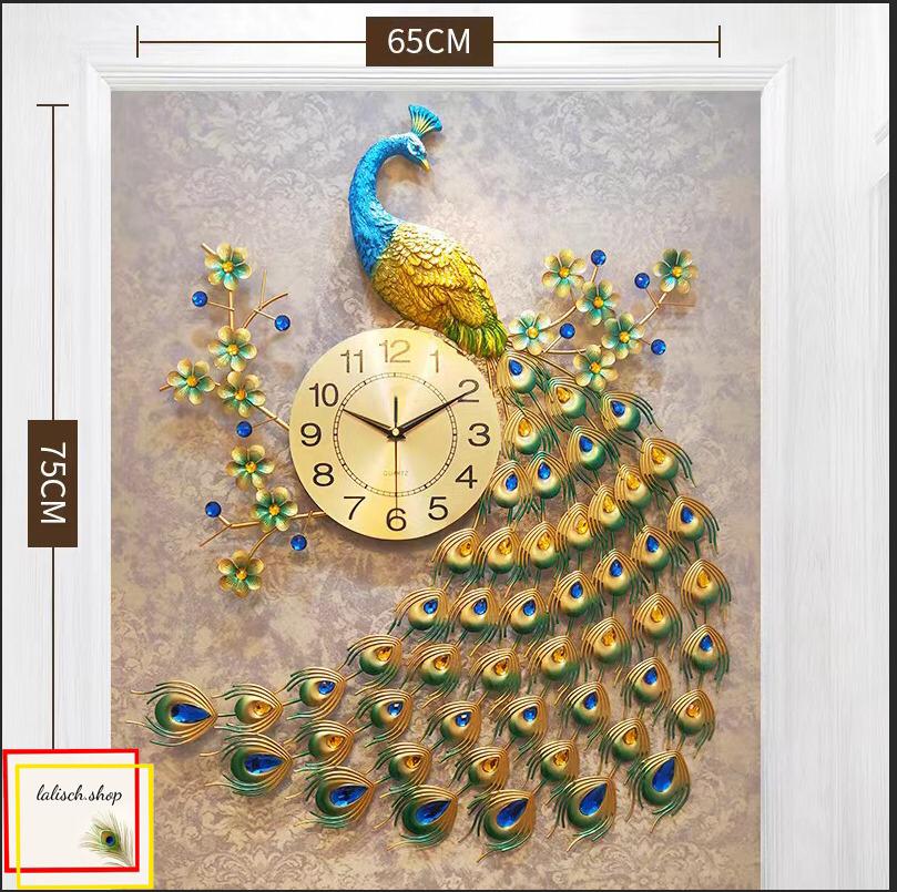 Pfau Wanduhr 75 x 65