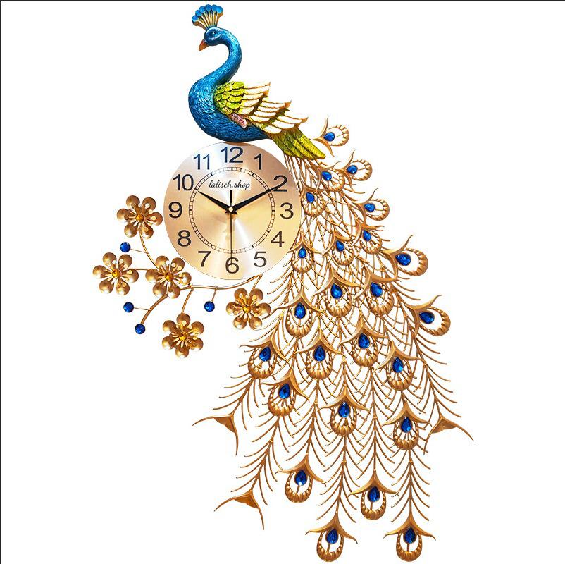 Pfau Wanduhr 93 x 50 cm